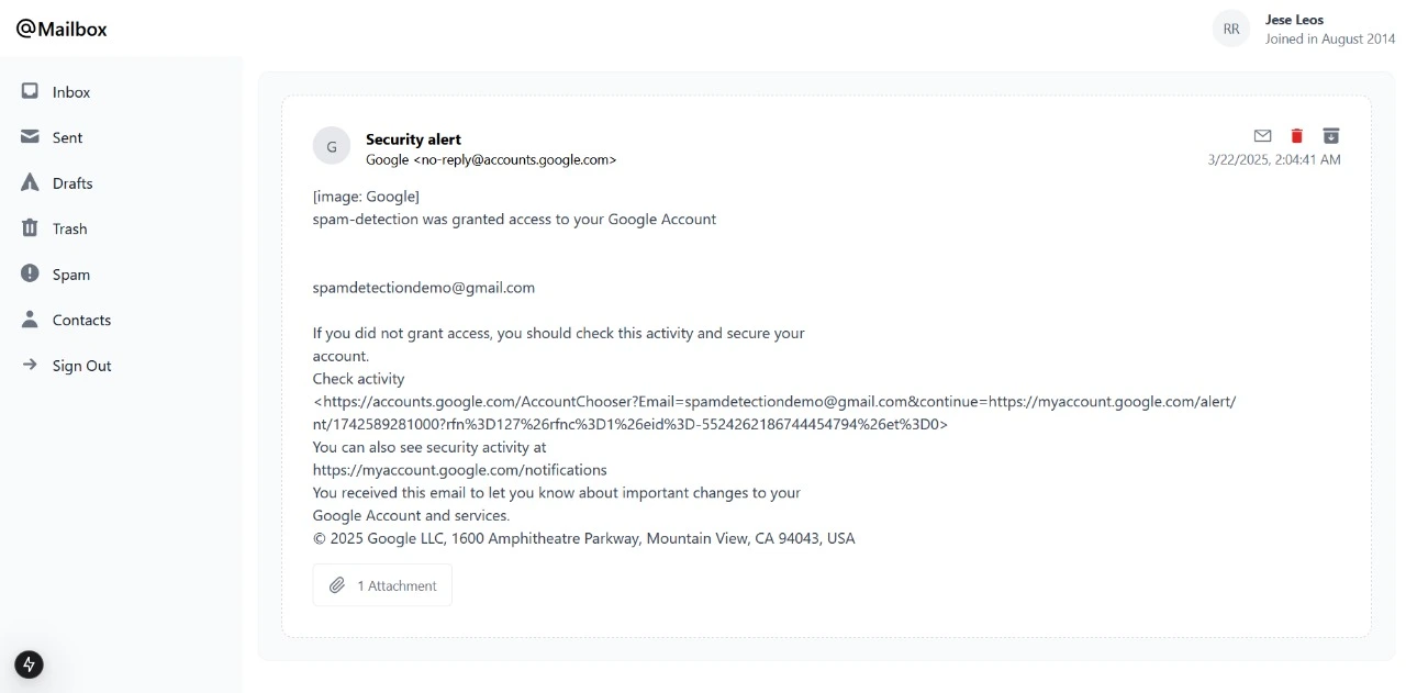 Spam Mail Detection System